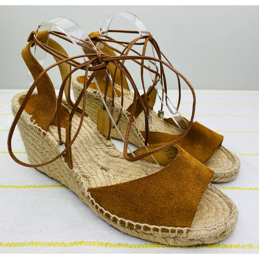Romena Brown Suede Espadrilles Size 40 US 10 Classic Resort Vacation Casual Chic